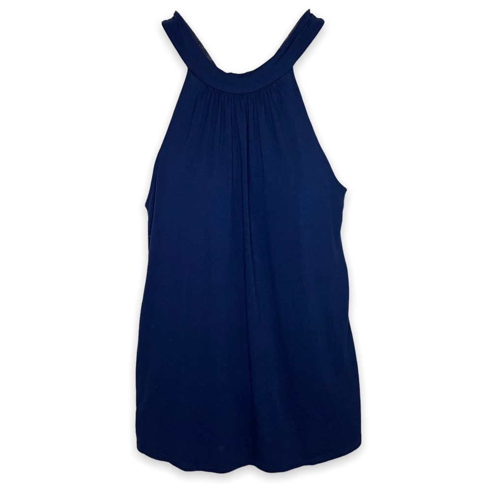 NEW The Loft Dark Blue Mock Neck Halter Sleeveless Tank Top Size XS